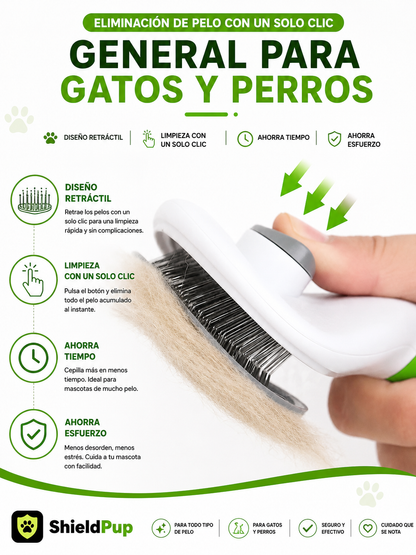 Cepillo Autolimpiante ShieldPup — Elimina Pelo y Nudos sin Esfuerzo